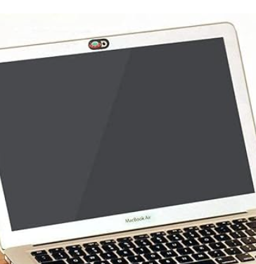 Webcam-Privacy-Cover-Laptop-Application Ultra-thin webcam privacy cover slider installed on a laptop screen for enhanced cybersecurity
