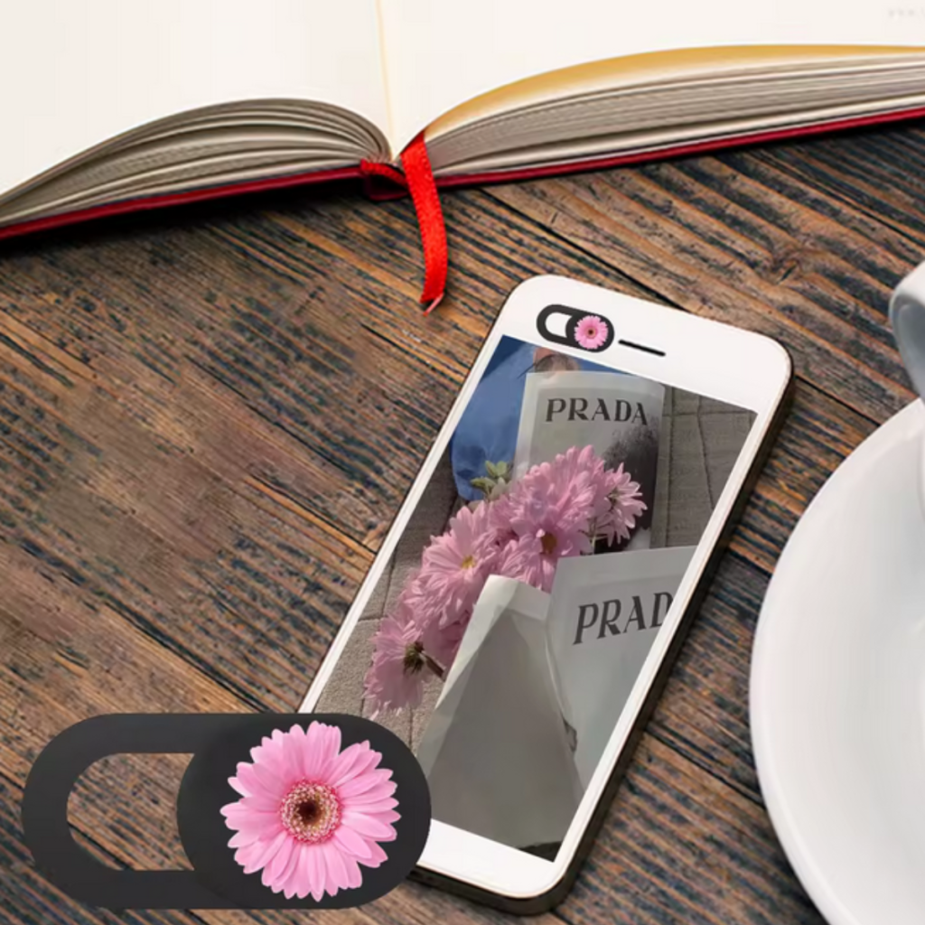 Pink flower edition webcam cover slide for smartphone and laptop privacy protection - YourStation - Buy with crypto: Bitcoin, Ethereum and more