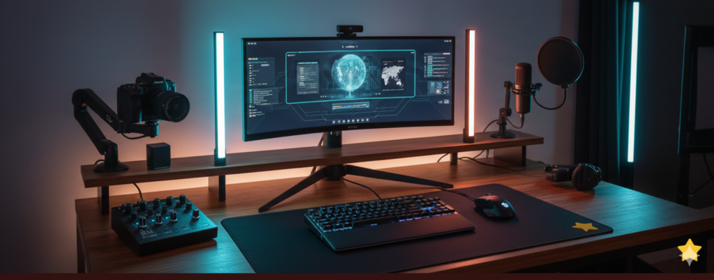 Futuristic digital processor icon representing smart setup and high-tech gear