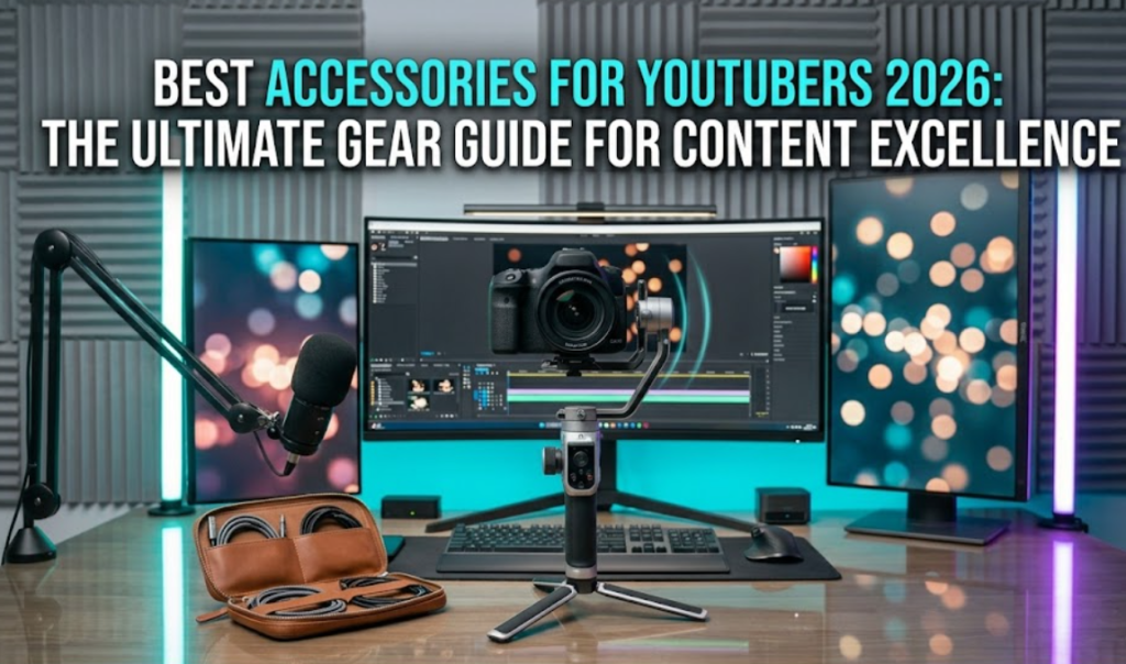 Best Accessories for YouTubers 2026: The Ultimate Gear Guide for Content Excellence An image showcasing professional accessories for YouTubers in 2026, including the Gastoni R8 camera on an AI-Track Pro gimbal, ready for creation as seen in the guide.